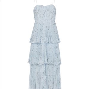 Self Portrait Blue Tiered Floral Midi Dress